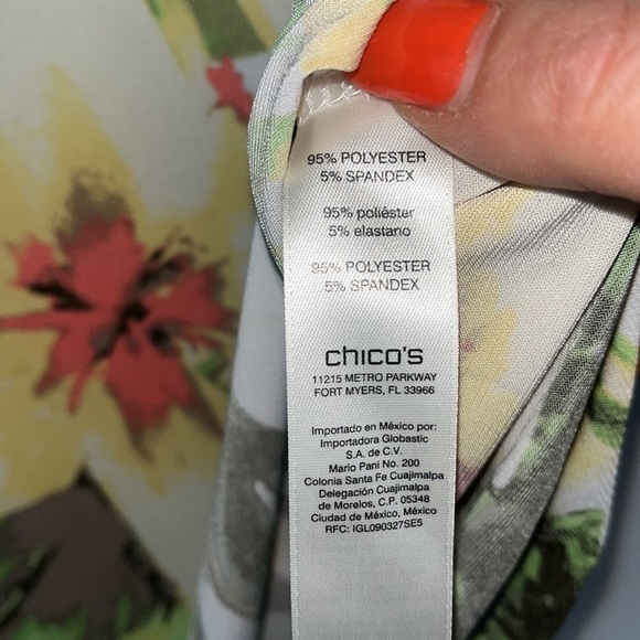 Easywear by Chico's tropical casual 3/4 sleeve blouse Sz 1 (M) - Picture 8 of 11